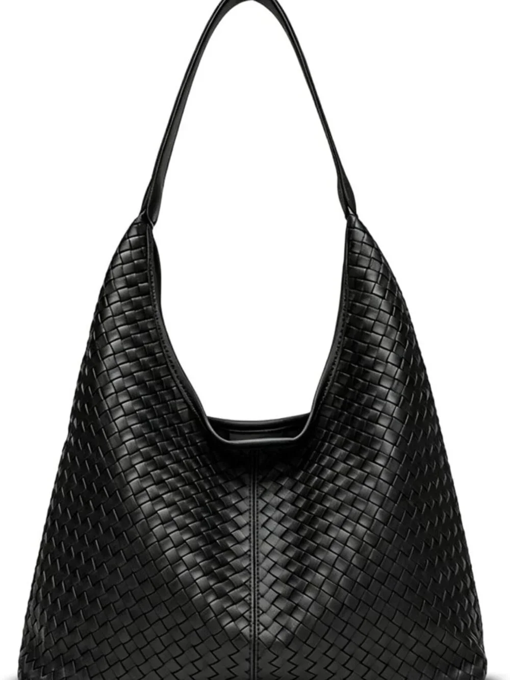 Chic Woven Vegan Leather Hobo Tote Bag | Large Slouchy Purse with Magnetic